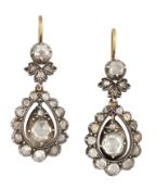A PAIR OF EARLY-MID 19TH CENTURY DIAMOND EARRINGS