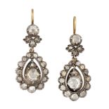 A PAIR OF EARLY-MID 19TH CENTURY DIAMOND EARRINGS