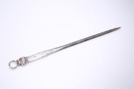 A GEORGIAN SILVER MEAT SKEWER, London, possibly John Kidder, of typical form with ring loop and