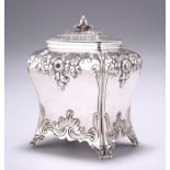 A GEORGE III SILVER TEA CADDY, by Pierre Gillois London 1760, of rectangular bombe form, the