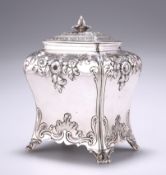 A GEORGE III SILVER TEA CADDY, by Pierre Gillois London 1760, of rectangular bombe form, the