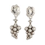 A PAIR OF GEORG JENSEN 'MOONLIGHT GRAPES' no.40 EARRINGS