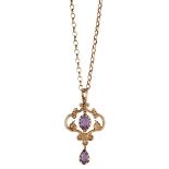 A 9CT AMETHYST PENDANT AND CHAIN