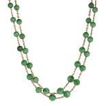 A TWO ROW JADE BEAD NECKLACE