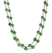 A TWO ROW JADE BEAD NECKLACE