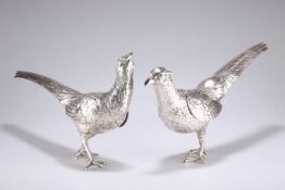 A PAIR OF FRENCH SILVER PHEASANTS, mid 19th century, realistically modelled as two pheasants