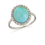 A PLATINUM TURQUOISE AND DIAMOND RING