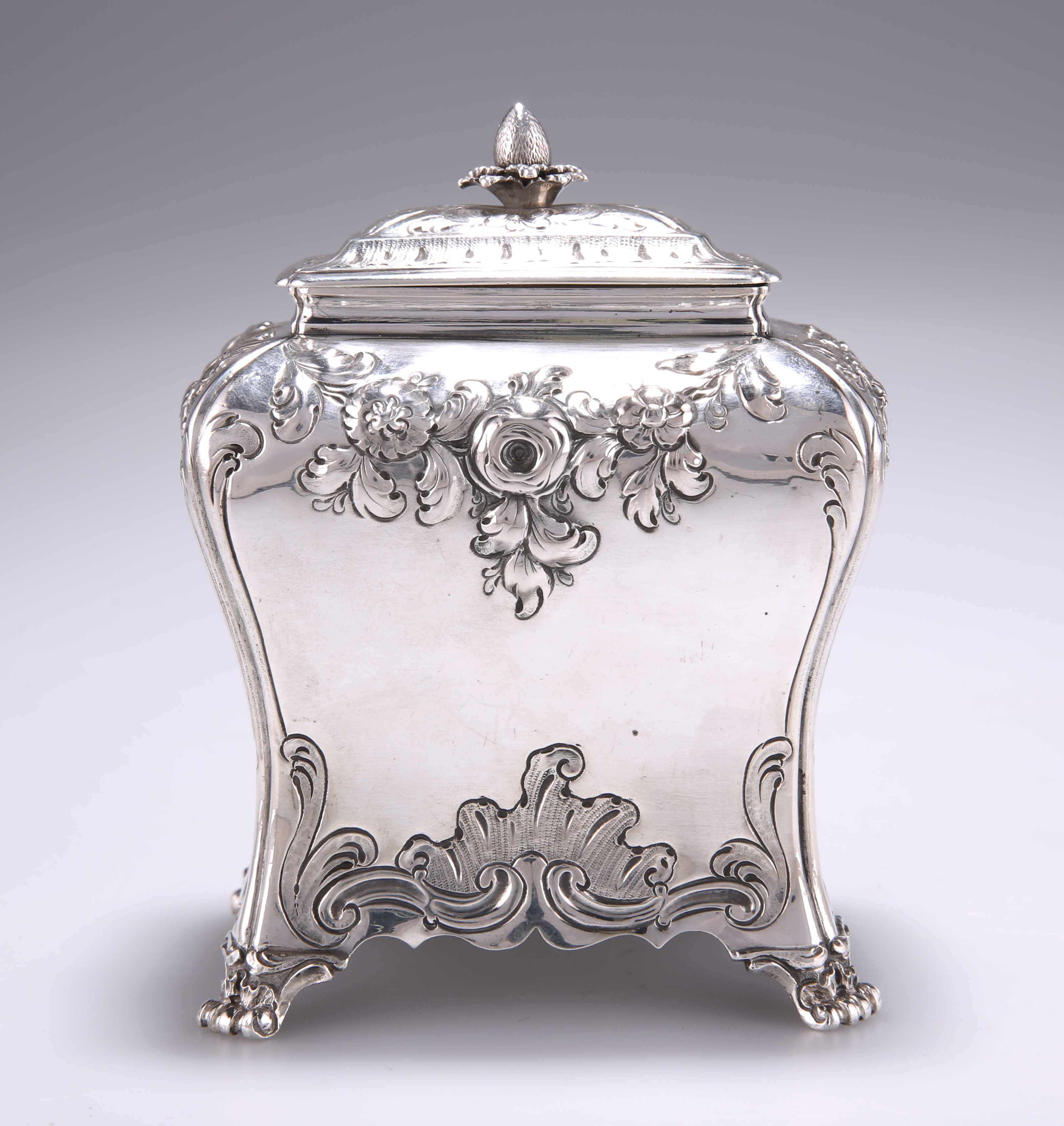 A GEORGE III SILVER TEA CADDY, by Pierre Gillois London 1760, of rectangular bombe form, the - Image 2 of 3