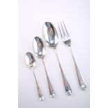 A SILVER TABLE SERVICE OF HANOVERIAN RAT TAIL PATTERN FLATWARE