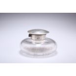 A VICTORIAN SILVER-TOPPED CUT-GLASS INKWELL