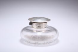 A VICTORIAN SILVER-TOPPED CUT-GLASS INKWELL