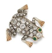 A LATE 19TH CENTURY DIAMOND AND EMERALD FROG BROOCH