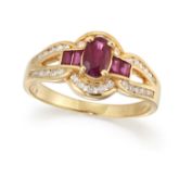 AN 18CT RUBY AND DIAMOND RING