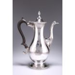 A GEORGE III SILVER COFFEE POT, by Hester Bateman, London 1778, the domed hinged lid with bead