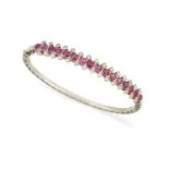 A RUBY AND DIAMOND HINGED BANGLE