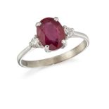 A RUBY AND DIAMOND RING