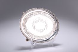 A VICTORIAN OVAL SILVER TEAPOT STAND,