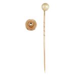 A 9CT GOLD 'PEARL' CONVERTIBLE STICKPIN