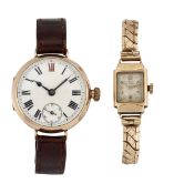 A VINTAGE 9CT GOLD ROLEX AND A LADY'S AVIA WATCH