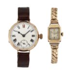 A VINTAGE 9CT GOLD ROLEX AND A LADY'S AVIA WATCH