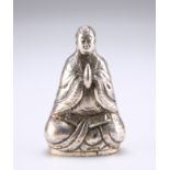 A CHINESE SILVER BUDDHA PEPPER POT