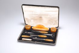 A VINTAGE MANICURE SET, in a Mappin & Webb fitted box