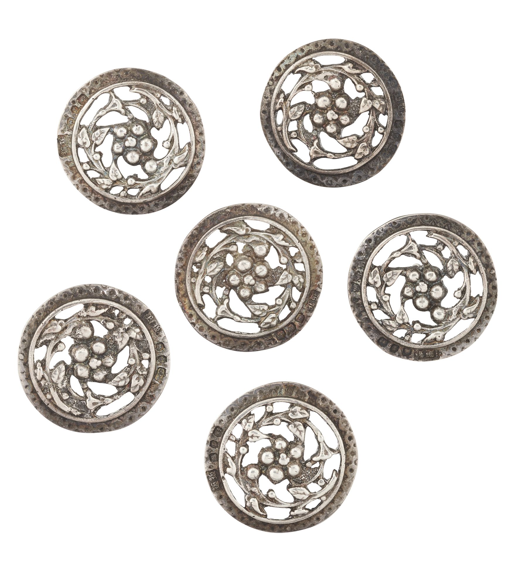 A CASED SET OF LATE VICTORIAN SILVER BUTTONS