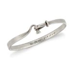 A GEORG JENSEN SILVER BANGLE, designed by Vivianna Torun, stamped marks and no.204. 6.3cm at the wid