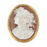 A 9CT GOLD MOUNTED SHELL CAMEO