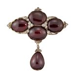 A 19TH CENTURY GARNET AND DIAMOND BROOCH