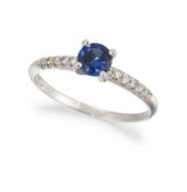 A 14CT SAPPHIRE AND DIAMOND RING
