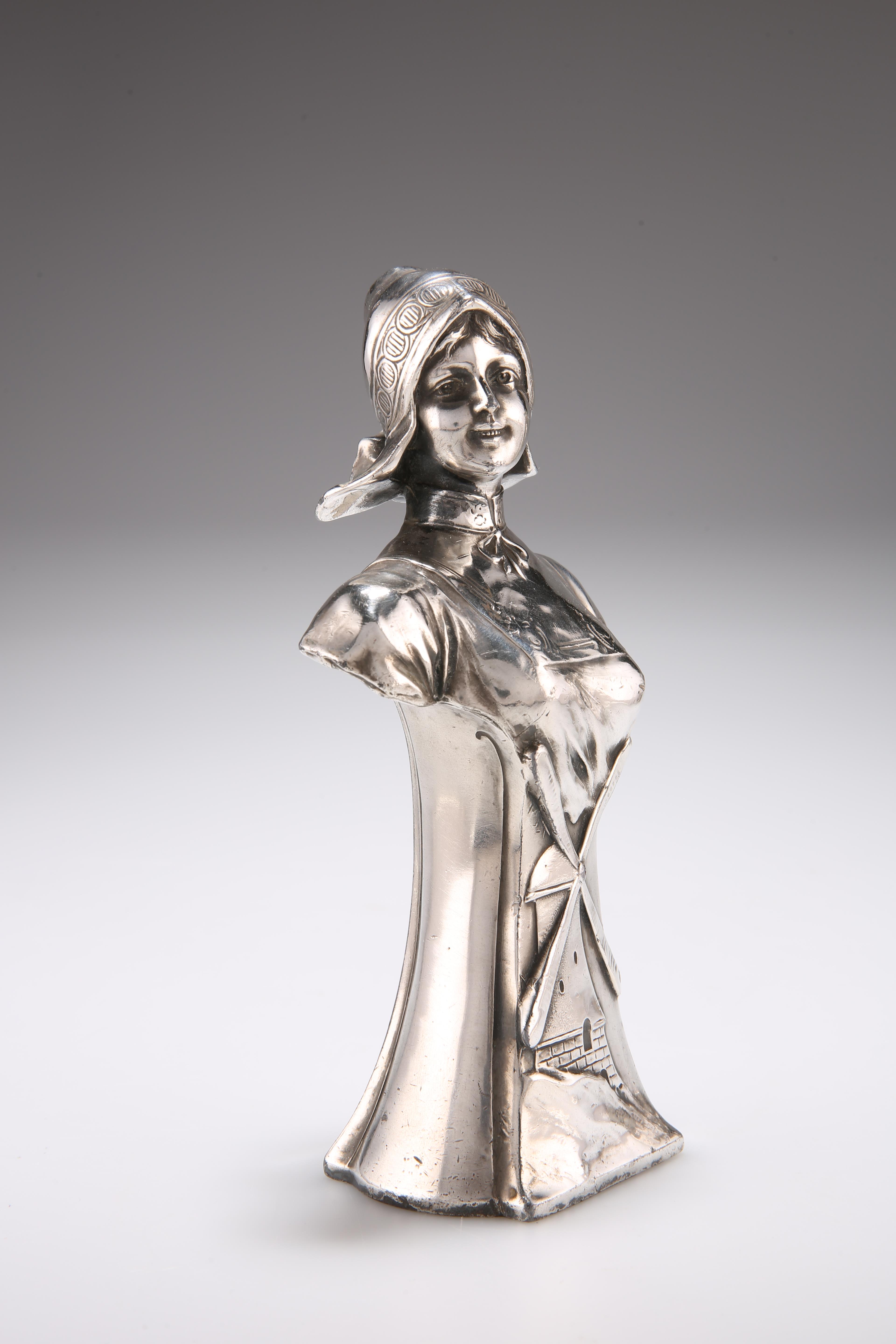 A CONTINENTAL SILVER-PLATED BUST OF A DUTCH GIRL, CIRCA 1900 - Image 2 of 2