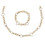 A 9CT YELLOW AND WHITE GOLD FANCY LINK CONVERTIBLE GOLD CHAIN