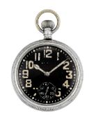 AN OPEN FACED WALTHAM MILITARY POCKET WATCH
