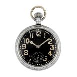 AN OPEN FACED WALTHAM MILITARY POCKET WATCH