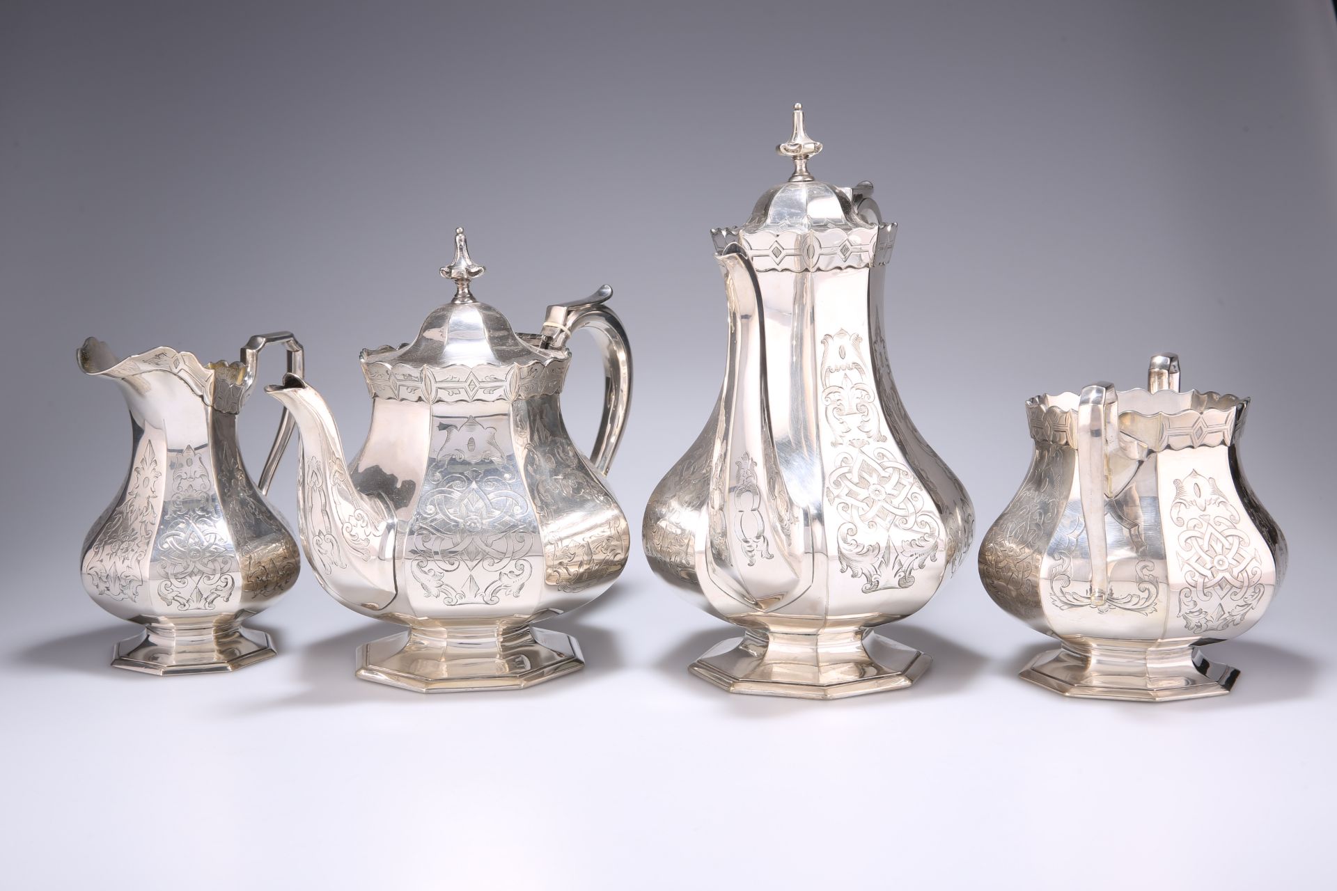 A VICTORIAN SILVER-PLATED FOUR-PIECE TEA AND COFFEE SERVICE