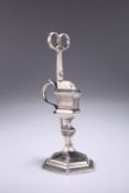 A RARE GEORGE I CAST SILVER SNUFFERS STAND