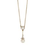 A 15CT AND CULTURED PEARL PENDANT