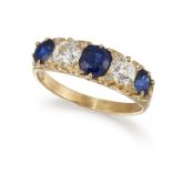 A FRENCH SAPPHIRE AND DIAMOND RING,