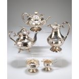 A GROUP OF SILVER, comprising a Victorian silver hot water jug, Thomas Russell & Co, Sheffield 1900