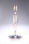 A GEORGE V SILVER CANDLESTICK LAMP