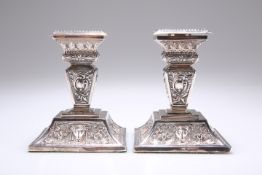 A PAIR OF VICTORIAN SILVER CANDLESTICKS