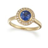 AN 18CT SAPPHIRE AND DIAMOND RING