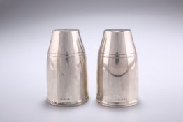 A PAIR OF ELIZABETH II SILVER SALT AND PEPPER POTS