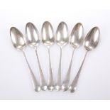 A SET OF SIX LATE 18TH CENTURY SILVER PICTURE-BACK TEASPOONS