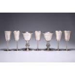 A SUITE OF FIVE CONTEMPORARY SILVER GOBLETS, by Warwickshire Reproduction Silver Birmingham 1951,