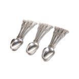 ELEVEN VICTORIAN SILVER TABLE SPOONS, by Chawner & Co London 1859 and 1869; and another by Mary