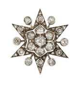 A 19TH CENTURY DIAMOND STAR BROOCH/PENDANT
