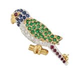 AN 18CT MULTI-GEMSET PARROT BROOCH