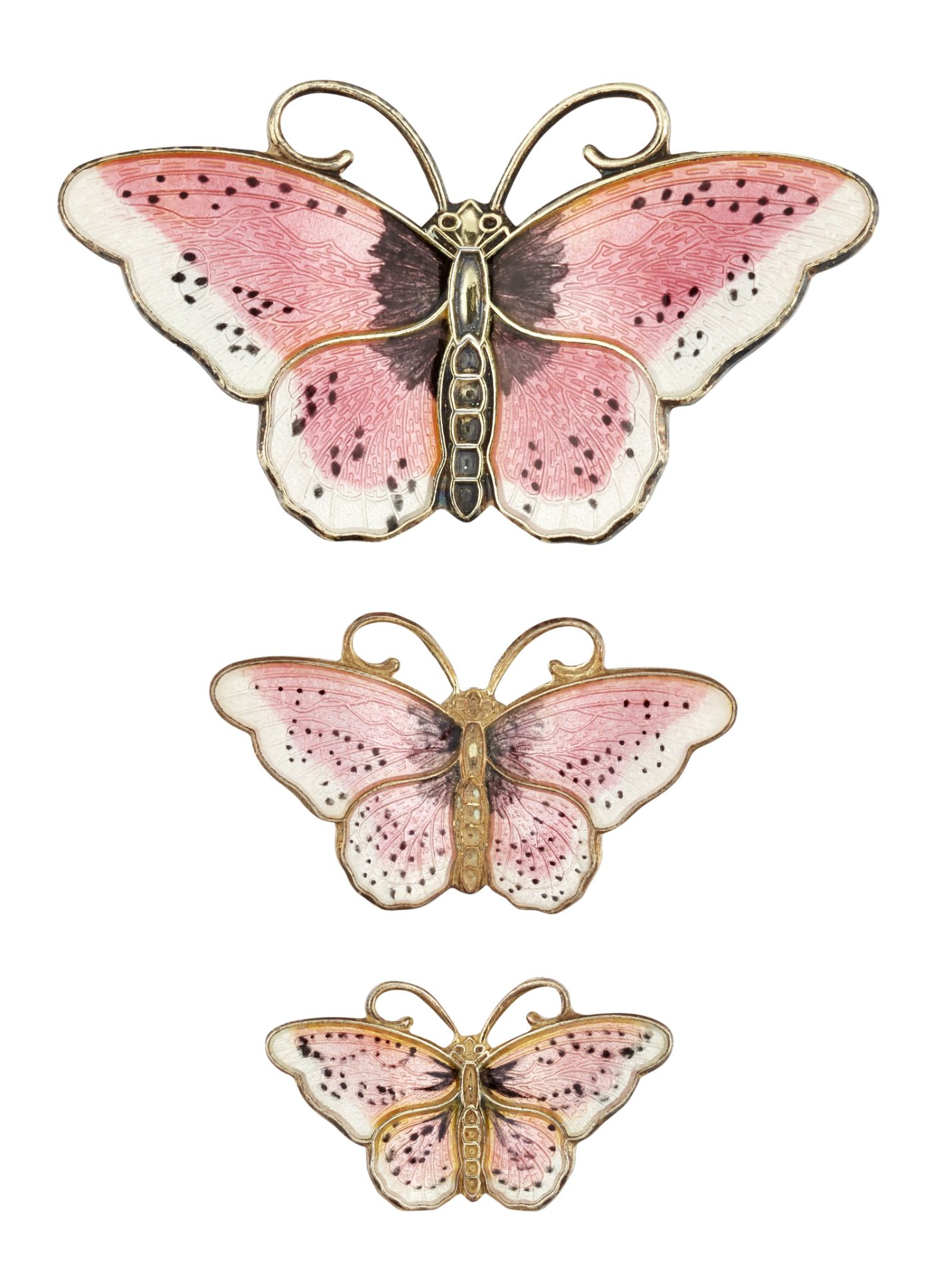 A NORWEIGAN SILVER BUTTERFLY BROOCH BY HROAR PRYDZ AND TWO OTHERS SIMILAR